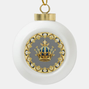 Elegante Gouden Kroon Keramische Bal Ornament