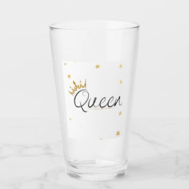 Elegante Gouden Kroon Koningin Typografie Waterfle Glas
