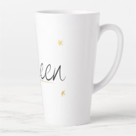Elegante Gouden Kroon Koningin Typografie Waterfle Latte Mok