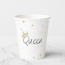Elegante Gouden Kroon Koningin Typografie Waterfle Papieren Bekers