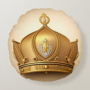 Elegante Gouden Kroon Rond Kussen