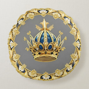 Elegante Gouden Kroon Rond Kussen