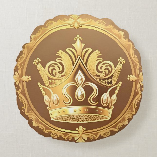 Elegante gouden kroon rond kussen (Voorkant)