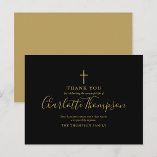 Elegante Gouden Kruis Herdenkingsrouw Dank Je Briefkaart