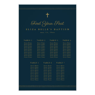 Elegante Gouden Kruis Religieus Doop Stoelenkaart Perfect Poster