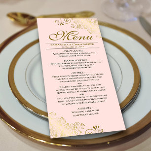Elegante gouden krullen & wervelingen Blush roze b Menu