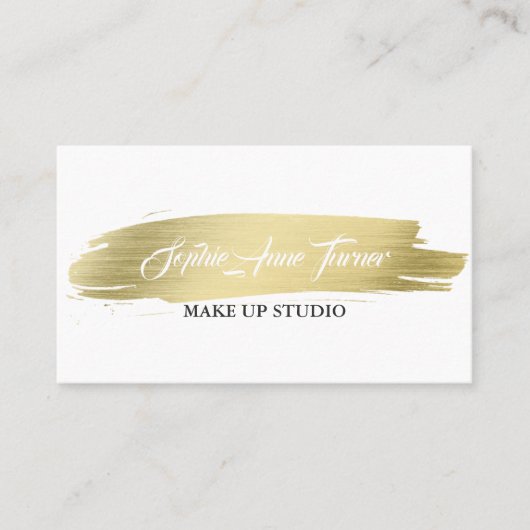 Elegante Gouden Kwaststreek Professioneel Visitekaartje (Voorkant)