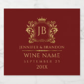 Elegante gouden laurel krans kroon op rood sparkling wijnetiket (Enkel label)