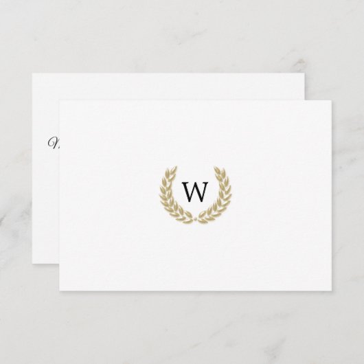 Elegante Gouden Laurier Monogram Wit RSVP Bruiloft (Voorkant / Achterkant)
