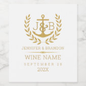Elegante gouden laurierkrans en anker wijn etiket (Enkel label)
