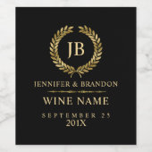 Elegante gouden laurierkrans wijn etiket (Enkel label)