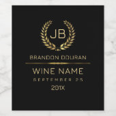 Elegante gouden lauwerkrans Happy Birthday Wijn Etiket (Enkel label)