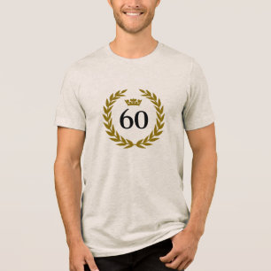 Elegante Gouden Lauwerkrans Kroon 60e Verjaardag Tri-Blend Shirt