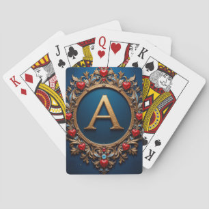 Elegante gouden letter A omringd door harten Pokerkaarten