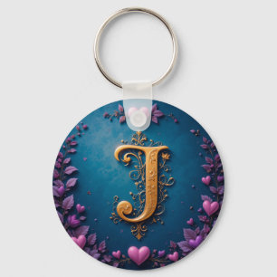 Elegante Gouden Letter J Geïnspireerd door Liefde Sleutelhanger