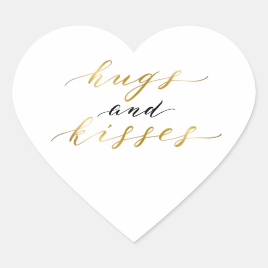Elegante gouden letters knuffels en kussen hart sticker (Voorkant)