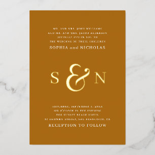 Elegante gouden lichtbruine typografie detail brui folie uitnodiging