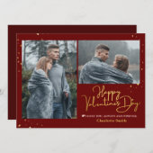 Elegante gouden liefde valentijnsdag koppel foto feestdagenkaart (Voorkant / Achterkant)