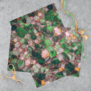 Elegante gouden lijnen op Emerald Green Mosaic Tissuepapier