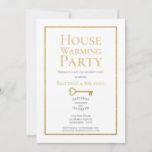 Elegante gouden lijst huis verwarmingsfeest kaart (Voorkant)