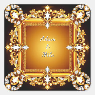 Elegante Gouden Lijst met Parels Vierkante Sticker