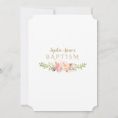 Elegante gouden lijst roze bloem doop kaart (Achterkant)
