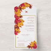 Elegante gouden Lijst & rustieke herfst Charm brui All In One Uitnodiging (Binnen)