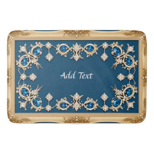 Elegante gouden lijst versierd met blauwe edelsten badmat