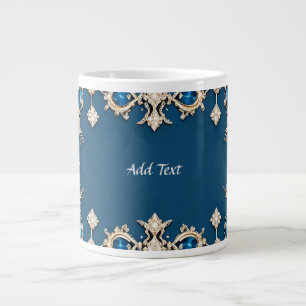 Elegante gouden lijst versierd met blauwe edelsten extra grote beker