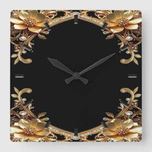 Elegante gouden lijst wandklok vierkante klok
