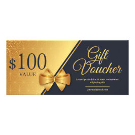 Elegante gouden lint cadeaubon | korting reclamekaart