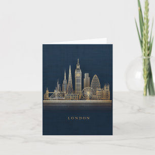 Elegante Gouden Londen Stadssilhouet Illustratie Feestdagen Kaart