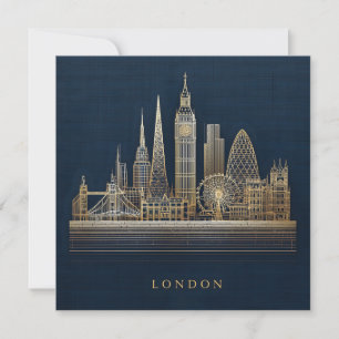 Elegante Gouden Londen Stadssilhouet Illustratie Feestdagenkaart