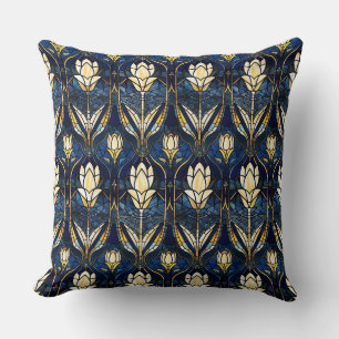 Elegante Gouden Lotus Nep Gebrandschilderd Glas Pa Kussen
