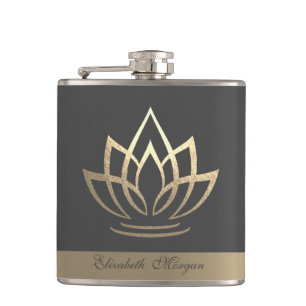 Elegante Gouden Lotus, Yoga Heupfles