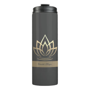 Elegante Gouden Lotus, Yoga Thermosbeker