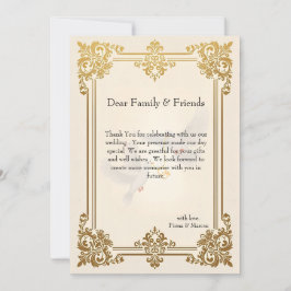 Elegante gouden luxe formele bruiloft bedankkaart