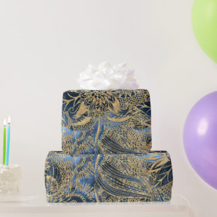 Elegante gouden mandala bloemen blauwe nevel cadeaupapier