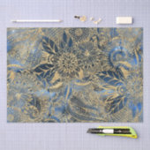 Elegante gouden mandala bloemen blauwe nevel tissuepapier (Craft)