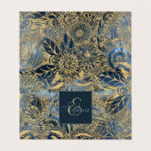 Elegante gouden mandala bloemen blauwe nevel visitekaartjes (Buitenkant ongevouwen)