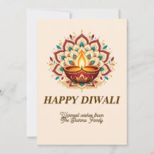 Elegante Gouden Mandala & Diya Diwali Familie Groe