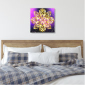 Elegante gouden Mandala Glitter Paarse Gradient Canvas Afdruk (Insitu (Slaapkamer))