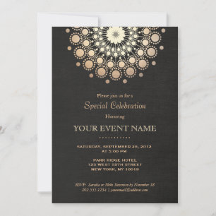 Elegante Gouden Mandala Zwarte Formele Uitnodiging