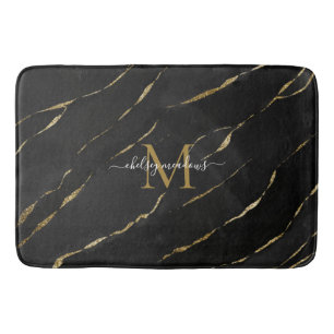 Elegante Gouden Marmer Monogram Calligrafie Schrif Badmat