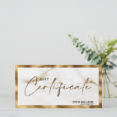 Elegante gouden marmeren cadeaubon (Staand voorkant)