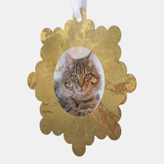 Elegante gouden marmeren kat ornament kaart (Links)