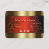 Elegante gouden met rood marmer en faux diamanten visitekaartje (Achterkant)