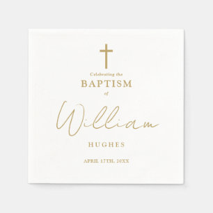 Elegante Gouden Minimalistische Doop Christening Servet