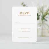 Elegante Gouden Minimalistische RSVP Kaartje (Staand voorkant)