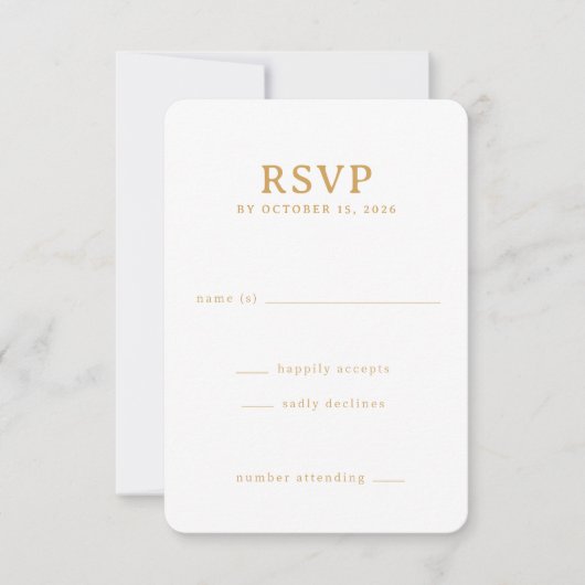 Elegante Gouden Minimalistische RSVP Kaartje (Voorkant)
